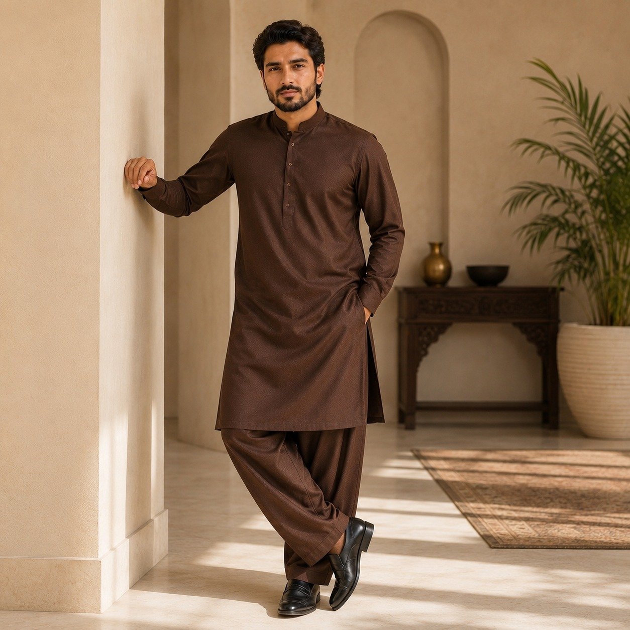 1 Premium Wash & Wear Fabric Brown - Image 1