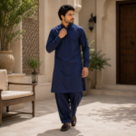 Executive Wash & Wear Fabric -Navy Blue - Image 3