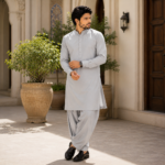 Premium Wash & Wear Summer Fabric -Light Grey - Image 3