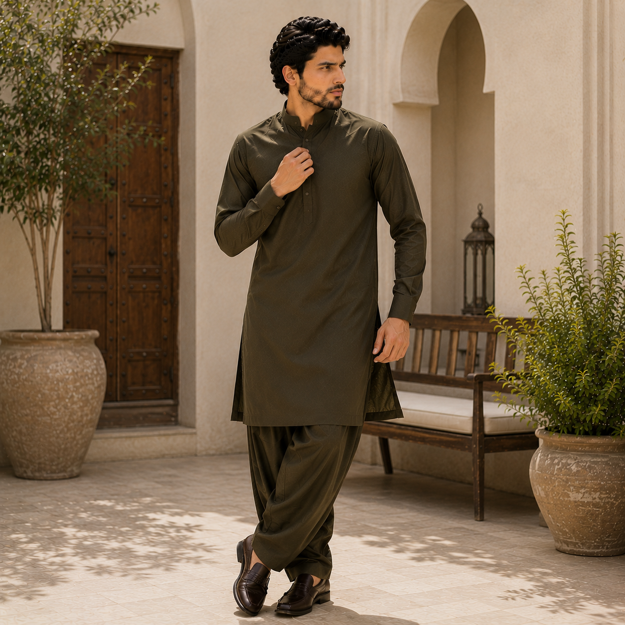 ChatGPT Image Jun 22, 2026, 02_57_47 AM Executive Wash & Wear Fabric-Olive Green - Image 1