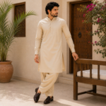 Premium Wash & Wear Summer Fabric - Beige - Image 4